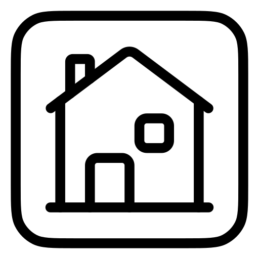 Simple black outline of a house within a square, symbolizing home or real estate. Relevant for discussions on housing or home services.